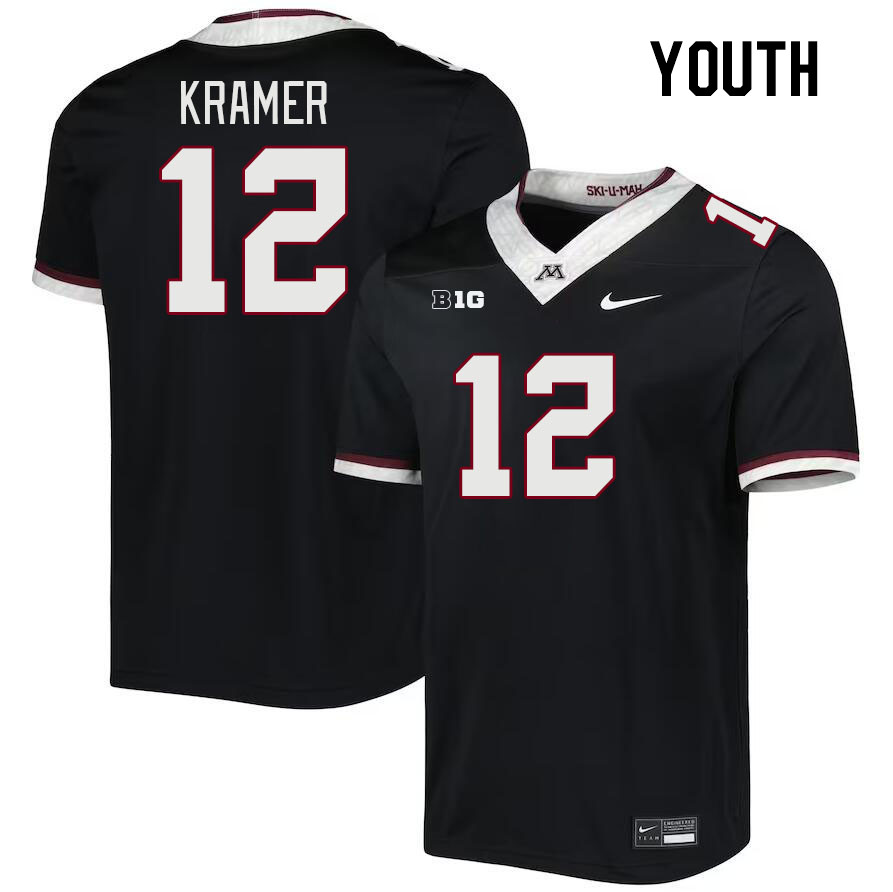 Youth #12 Cole Kramer Minnesota Golden Gophers College Football Jerseys Stitched-Black